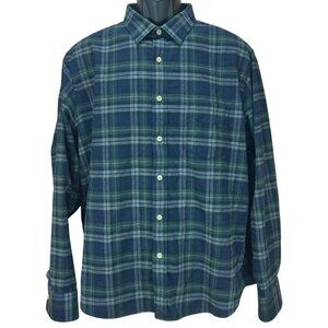 Untuckit Mens Plaid Button-Down Shirt XL100% Cotton Green-Blue